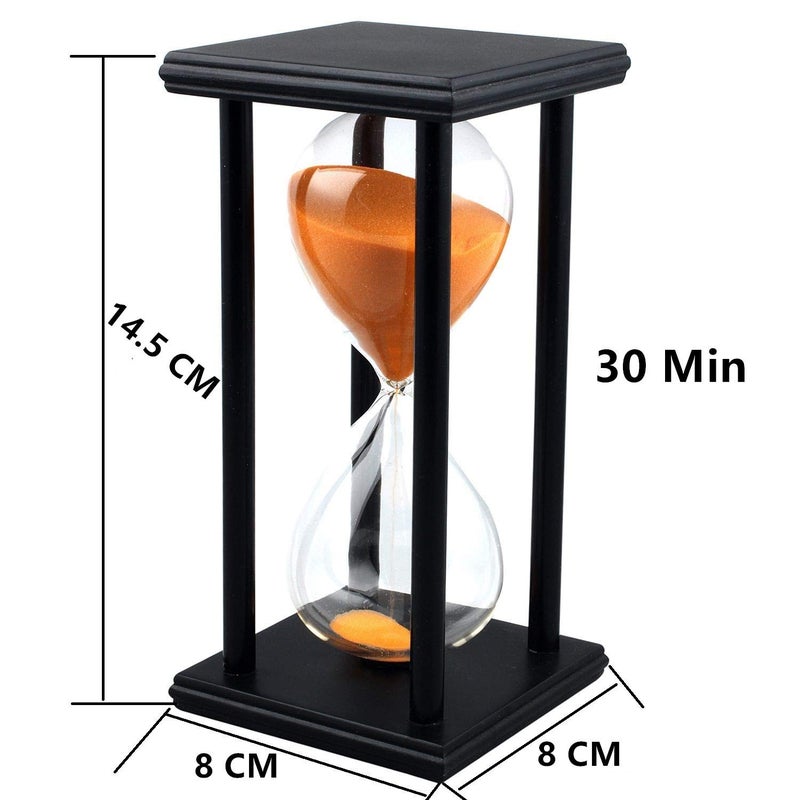 Lodunsyr Sandglass 30 Minutes Timer Hourglass for Ornament Decoration Restaurant Living Room Home Closet Office Desk Bedroom Party Festival Christmas Wooden Frame Sand Timer Clock Orange - Image 2